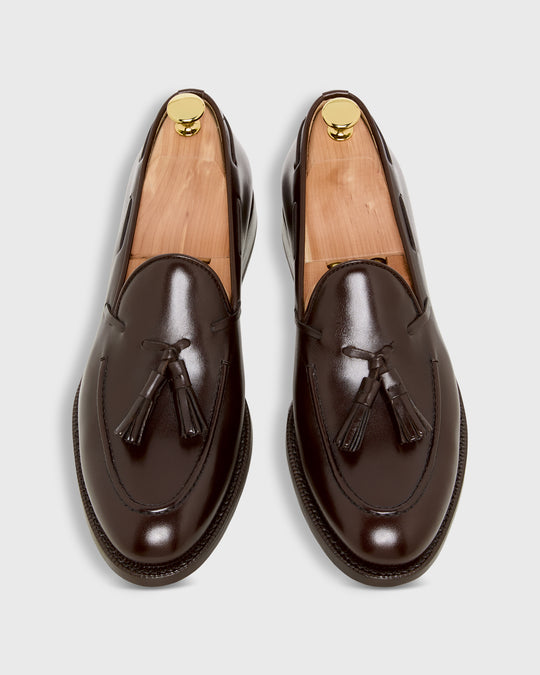 Italian Tassel Loafer in Dark Brown Calfskin