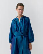 Load image into Gallery viewer, Sienna Midi Dress in Marine Silk Shantung

