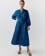 Load image into Gallery viewer, Sienna Midi Dress in Marine Silk Shantung
