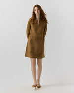 Load image into Gallery viewer, Mackey Dress in Khaki Goat Suede
