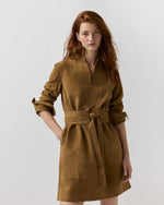 Load image into Gallery viewer, Mackey Dress in Khaki Goat Suede
