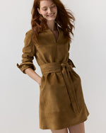 Load image into Gallery viewer, Mackey Dress in Khaki Goat Suede
