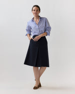 Load image into Gallery viewer, Jillian Skirt in Heather Navy Cavalry Twill
