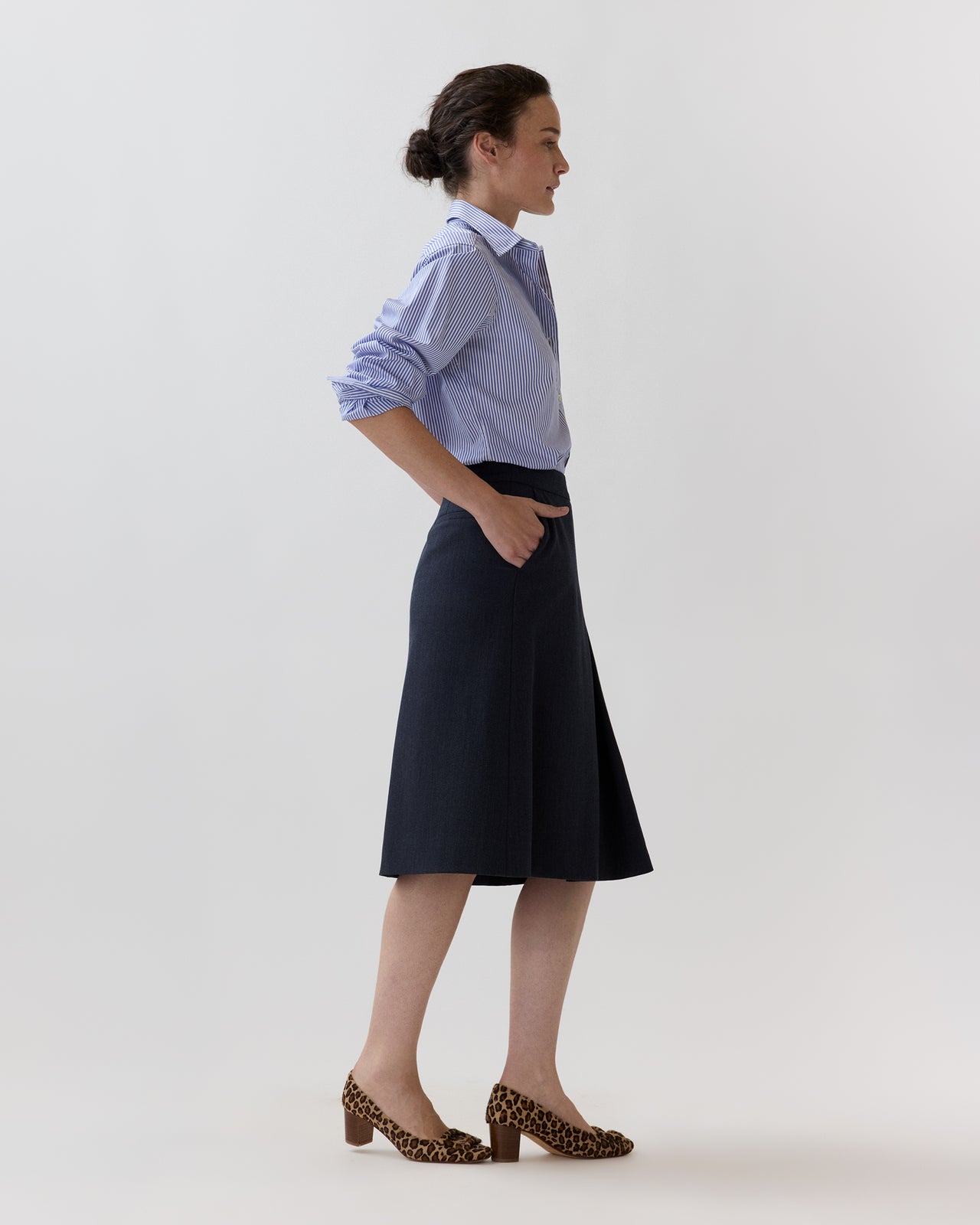 Jillian Skirt in Heather Navy Cavalry Twill