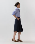 Load image into Gallery viewer, Jillian Skirt in Heather Navy Cavalry Twill

