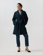 Load image into Gallery viewer, Kimono Carina Coat in Navy/Mallard Sparkle Tweed
