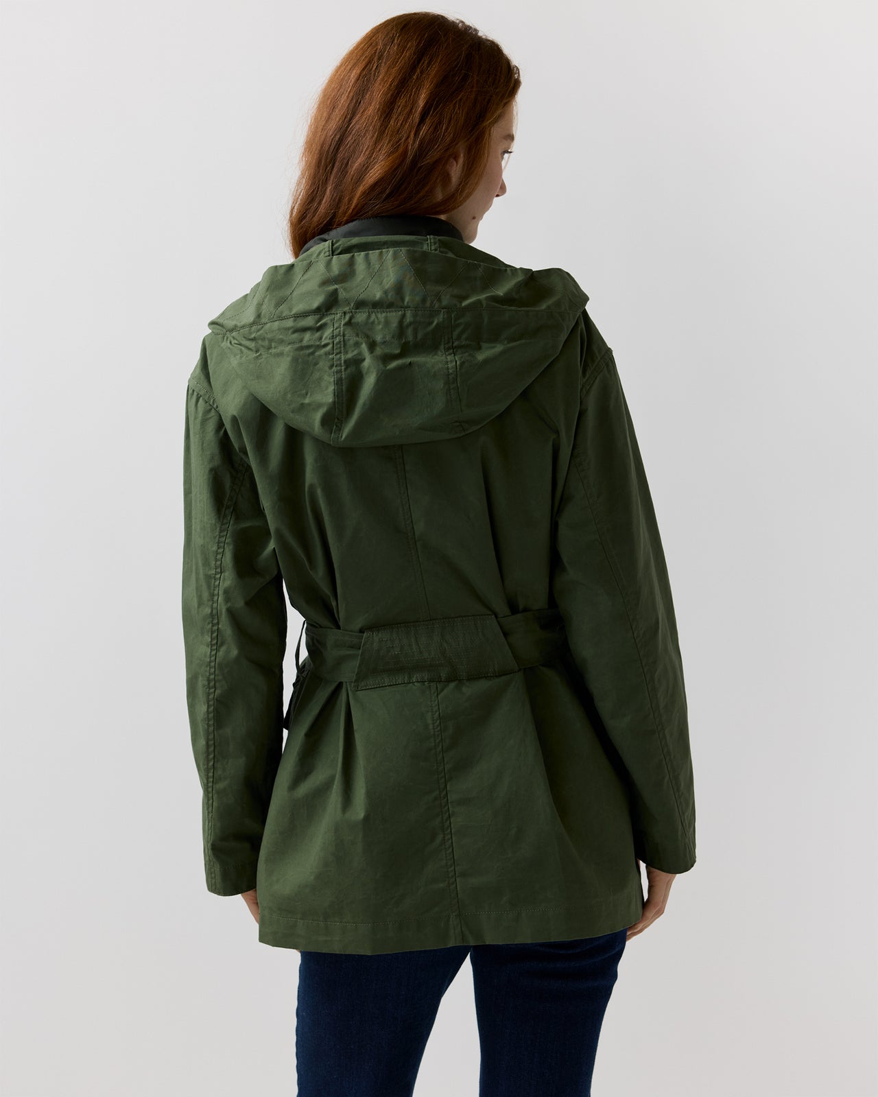 Bea Cashpad Jacket in Olive Dry Waxed Poplin
