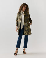 Load image into Gallery viewer, Reed Evening Coat in Brown/Gold Metallic Floral Jacquard
