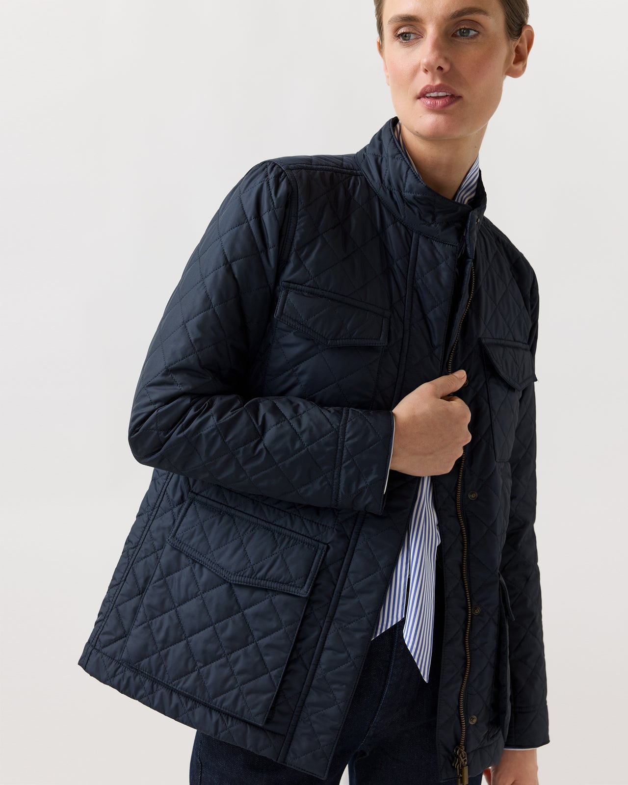 M65 Quilted Cashpad Jacket in Navy Nylon