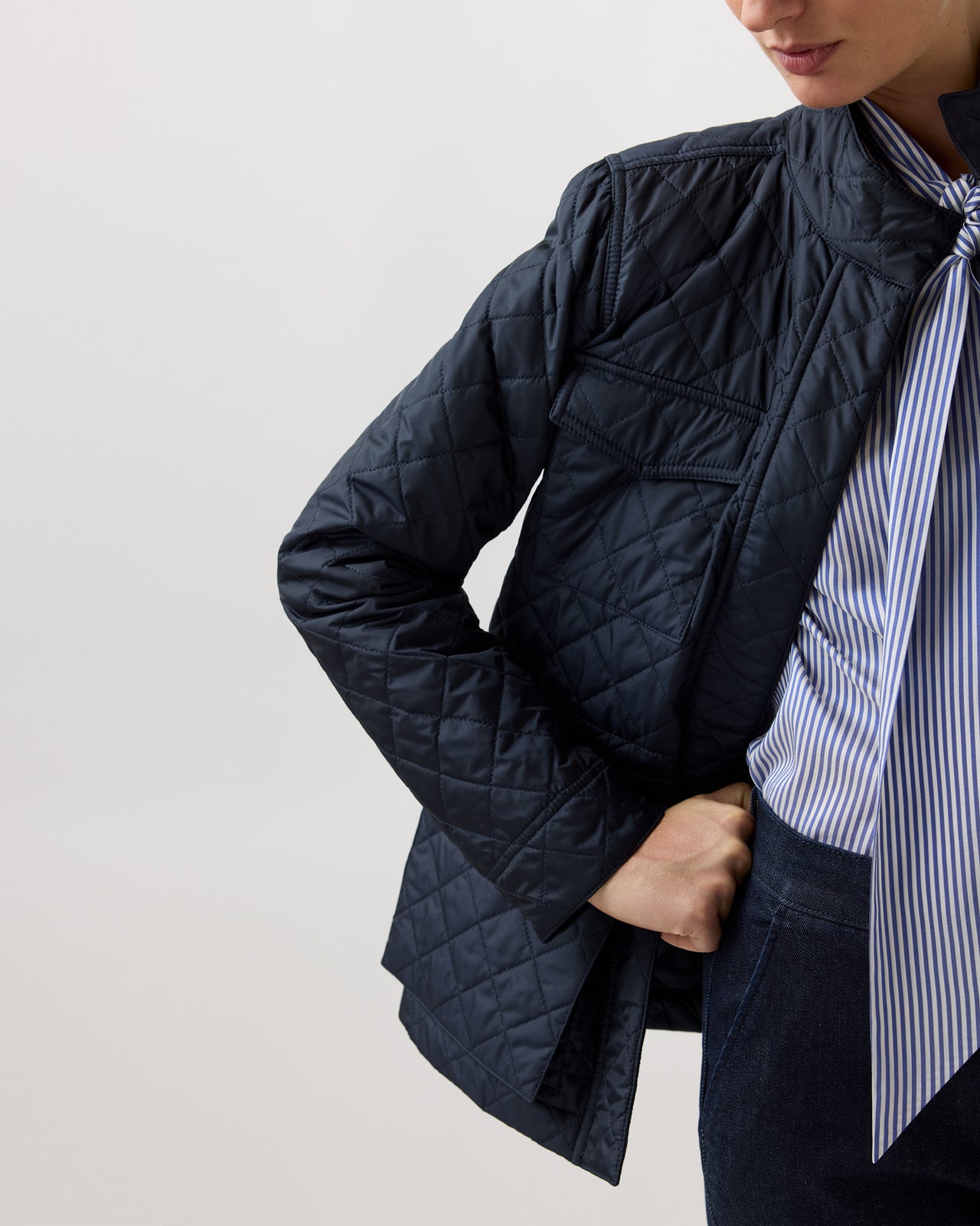 M65 Quilted Cashpad Jacket in Navy Nylon