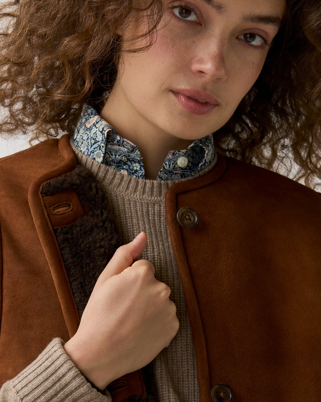 Reversible Sasha Vest in Brown Lamb Suede/Shearling