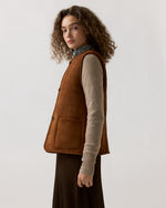 Load image into Gallery viewer, Reversible Sasha Vest in Brown Lamb Suede/Shearling
