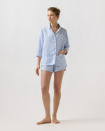 Load image into Gallery viewer, Hailey Pajama Shorts Set in Sky Blue Gingham

