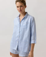 Load image into Gallery viewer, Hailey Pajama Shorts Set in Sky Blue Gingham
