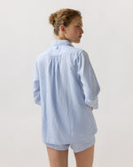 Load image into Gallery viewer, Hailey Pajama Shorts Set in Sky Blue Gingham
