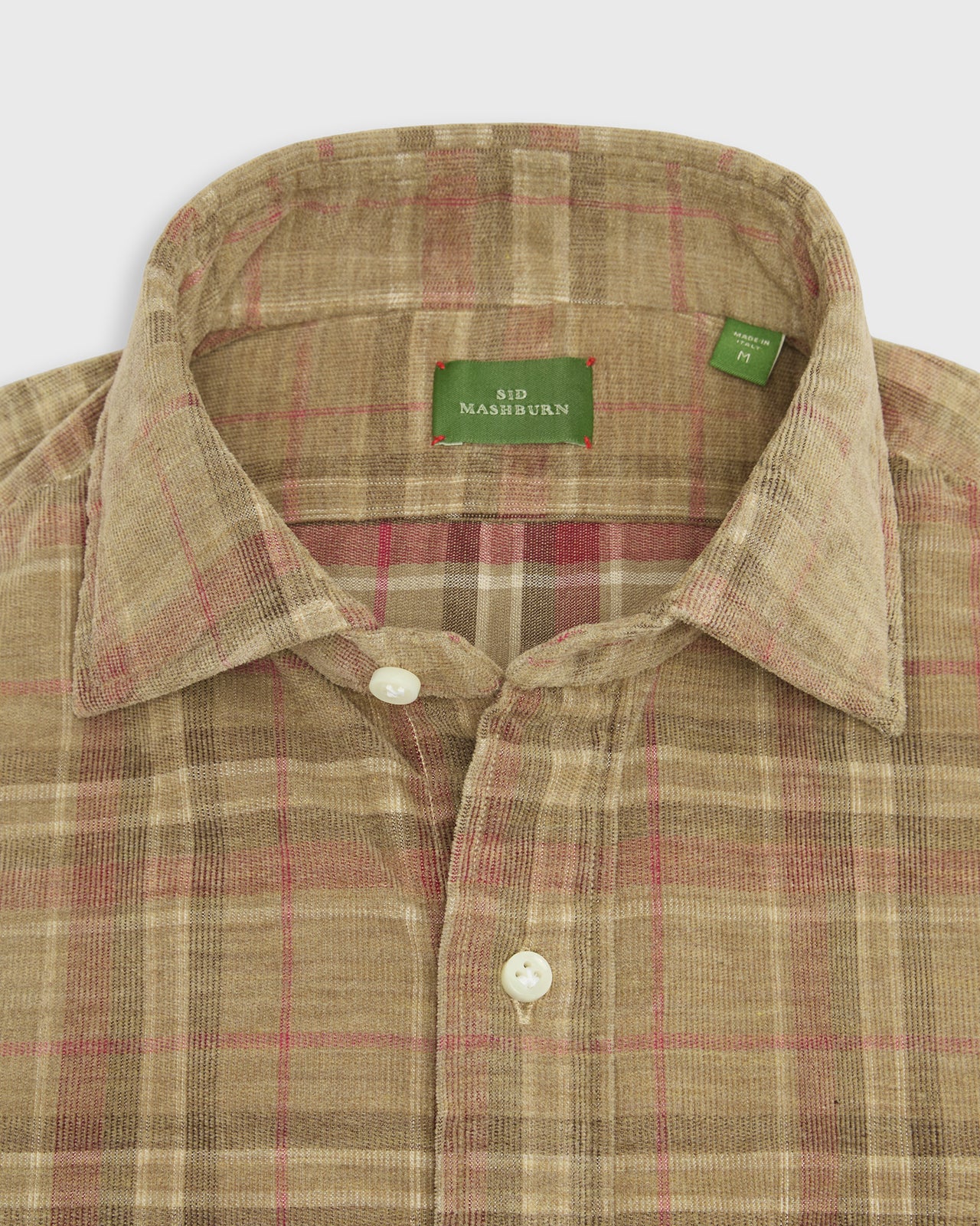 Otto Handmade Sport Shirt in Oat/Berry/Brown Plaid Corduroy