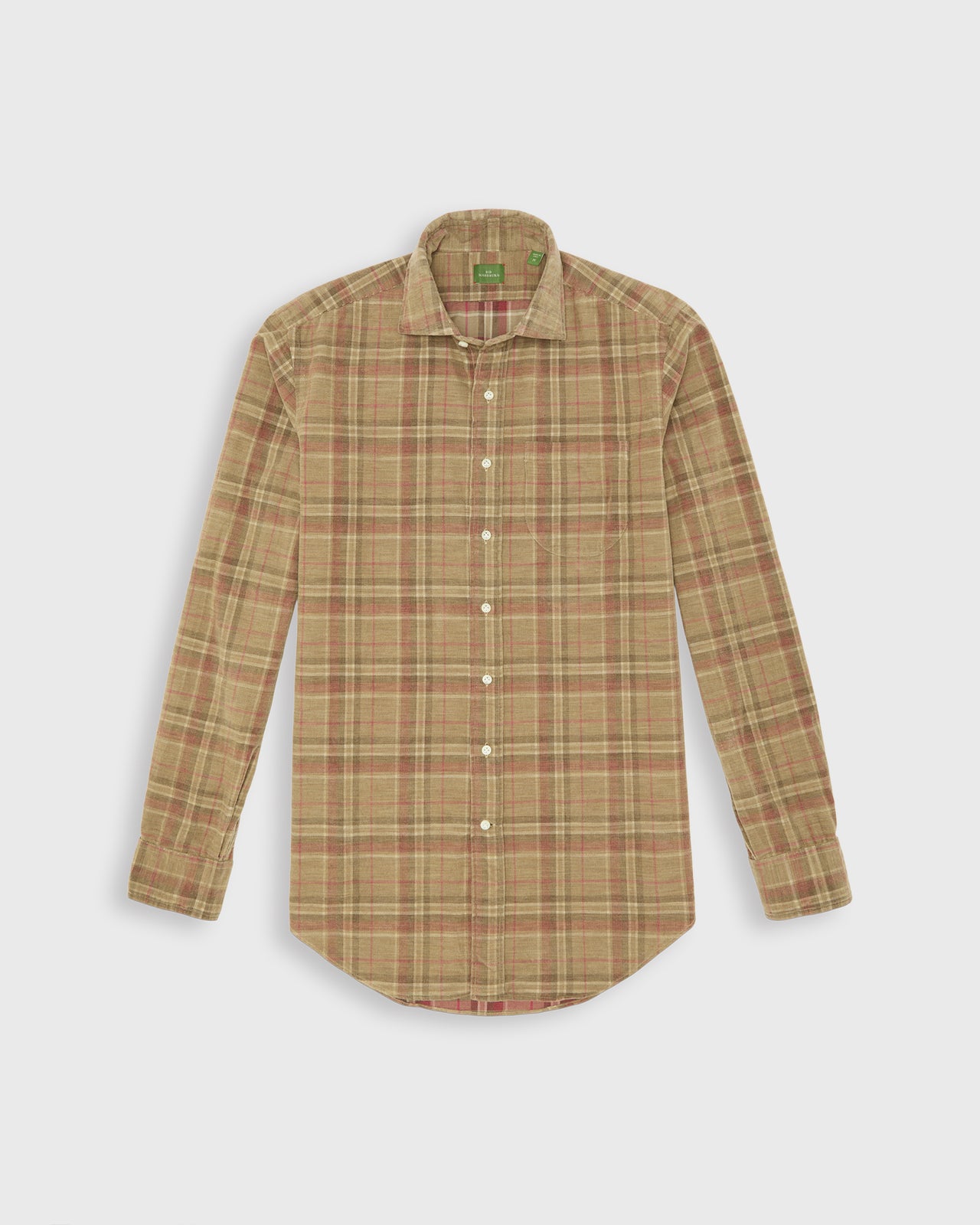 Otto Handmade Sport Shirt in Oat/Berry/Brown Plaid Corduroy