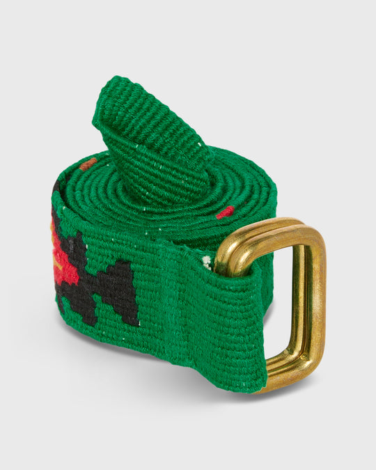 Hand-Loomed D-Ring Belt in Pine Tribal