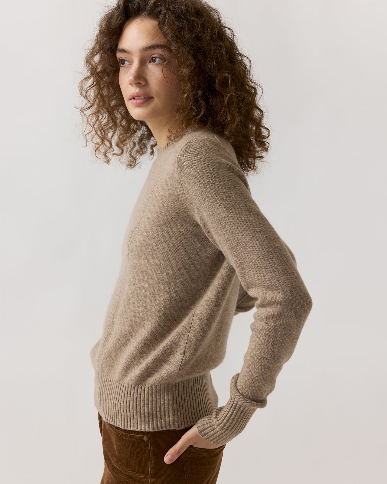 Anita Sweater in Heather Mink Cashmere