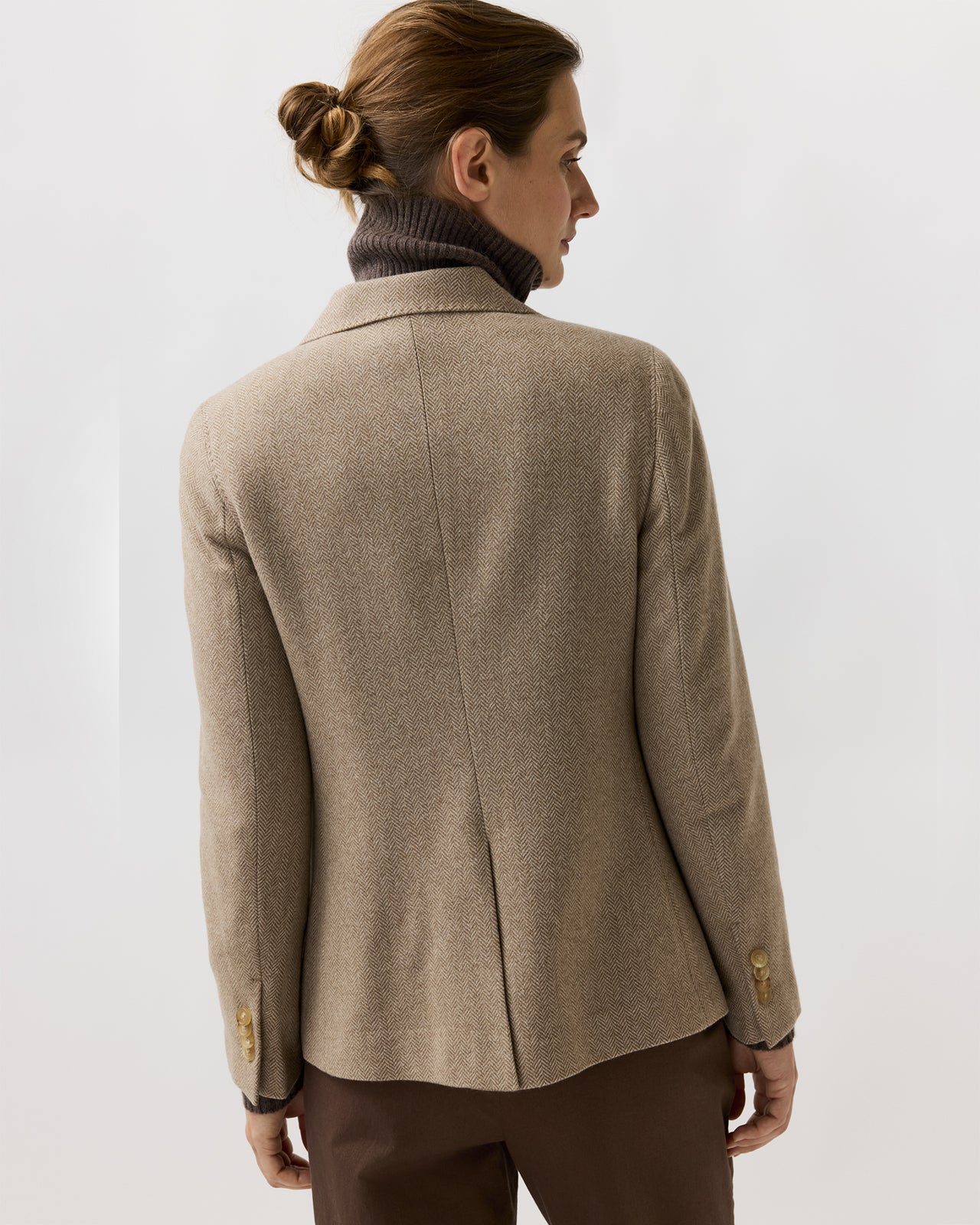 Palmer Jacket in Oat Cashmere Herringbone