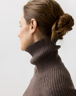 Load image into Gallery viewer, Dakota Turtleneck Sweater in Heather Espresso Cashmere
