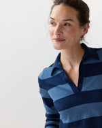 Load image into Gallery viewer, Georgina Rugby Sweater in Airforce Blue/Navy Stripe Cotton/Silk
