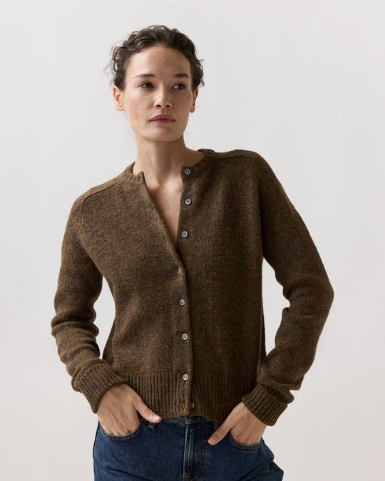 Romy Cardigan in Heather Chestnut Rustic Wool