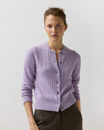 Load image into Gallery viewer, Rosie Cable Cardigan in Heather Lavender Cashmere
