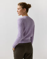 Load image into Gallery viewer, Rosie Cable Cardigan in Heather Lavender Cashmere
