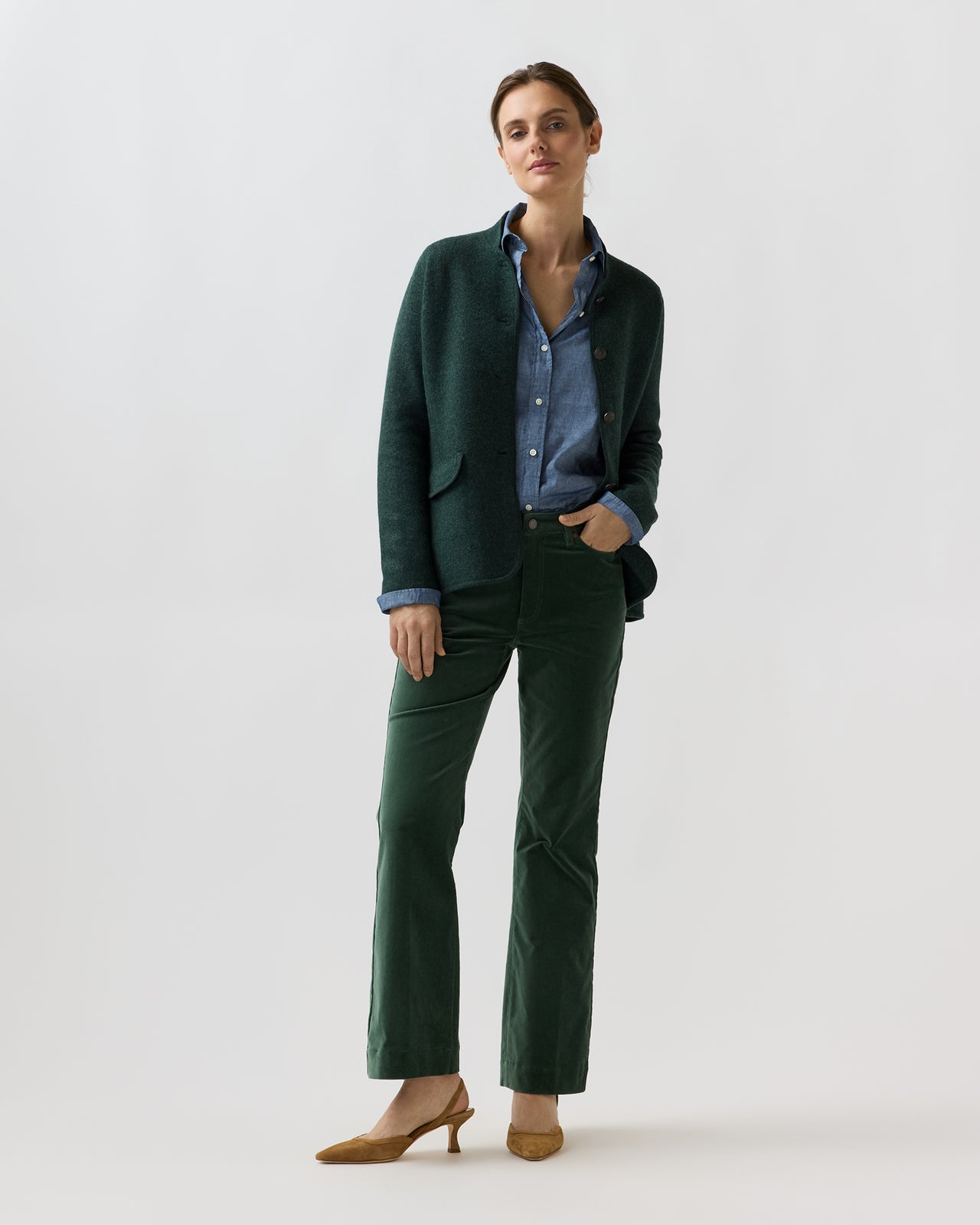 Tyrolean Jacket in Heather Pine Extrafine Merino Wool