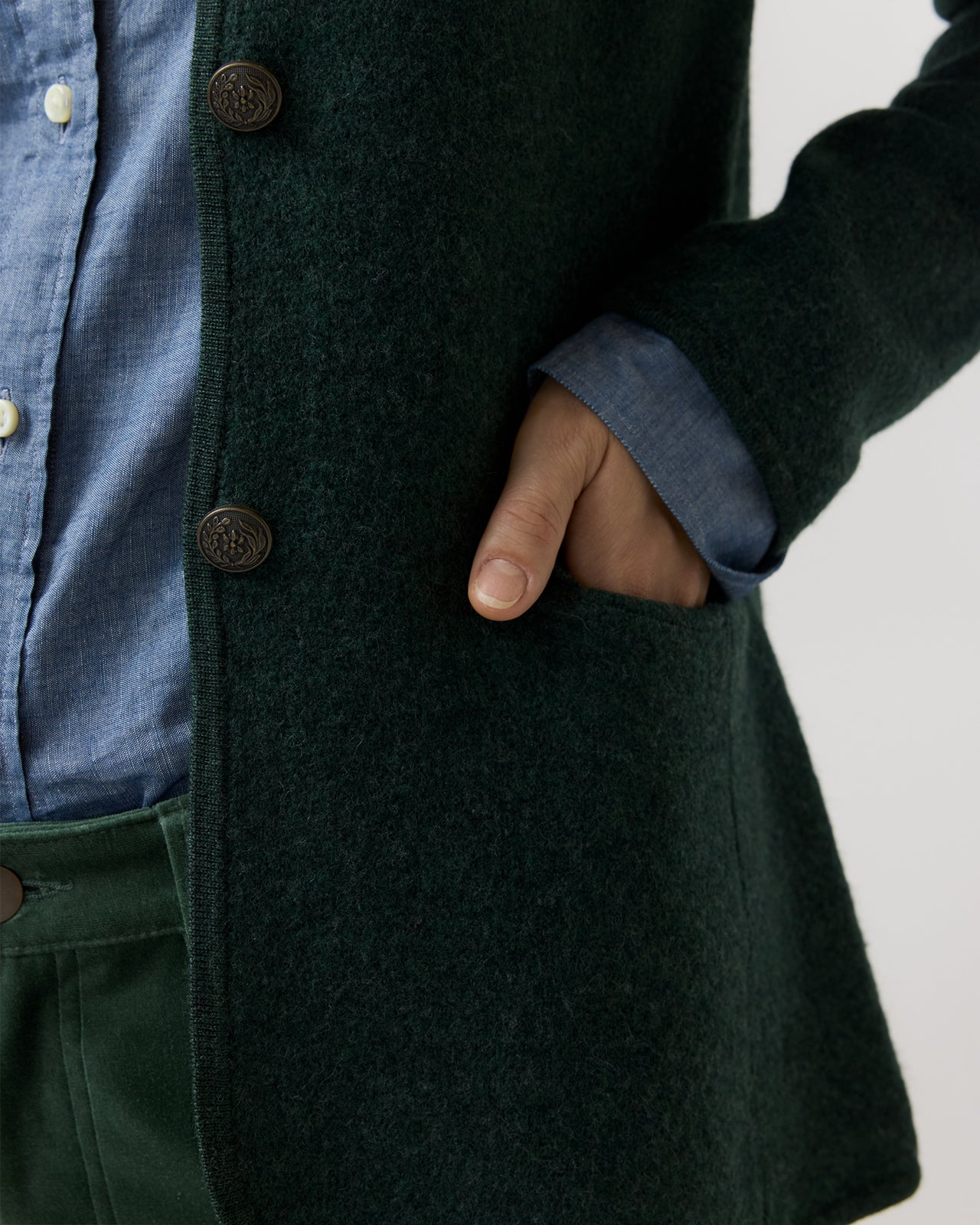 Tyrolean Jacket in Heather Pine Extrafine Merino Wool