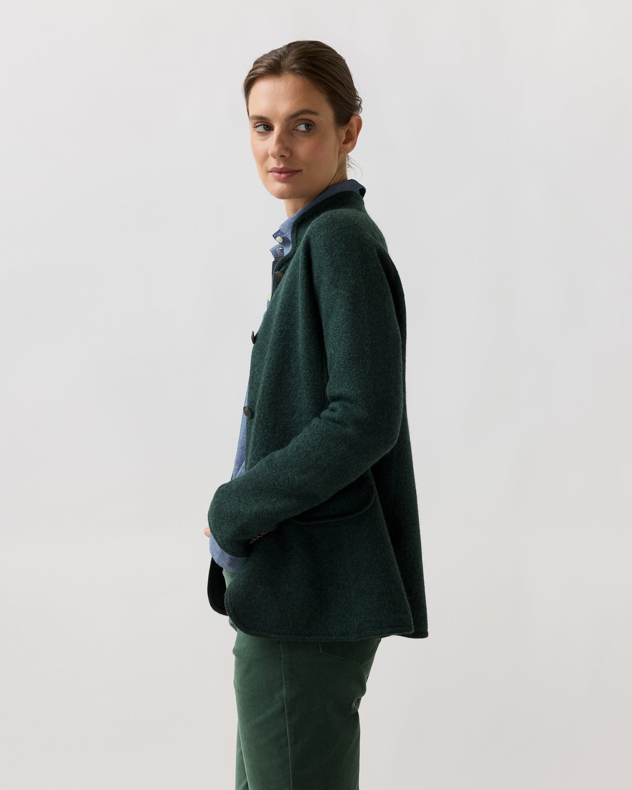 Tyrolean Jacket in Heather Pine Extrafine Merino Wool
