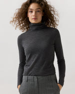 Load image into Gallery viewer, Superfine Funnel-Neck Sweater in Charcoal Cashmere
