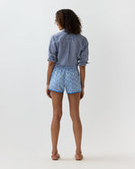 Load image into Gallery viewer, Boy Shorts in Blue Betsy Ann Liberty Fabric
