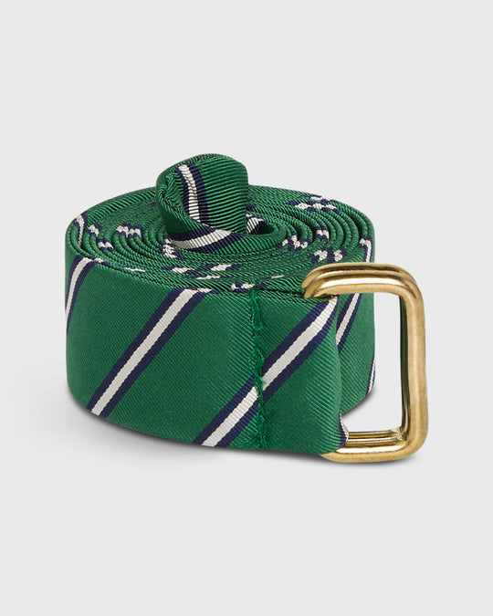D-Ring Belt in Forest/Navy Queens Stripe