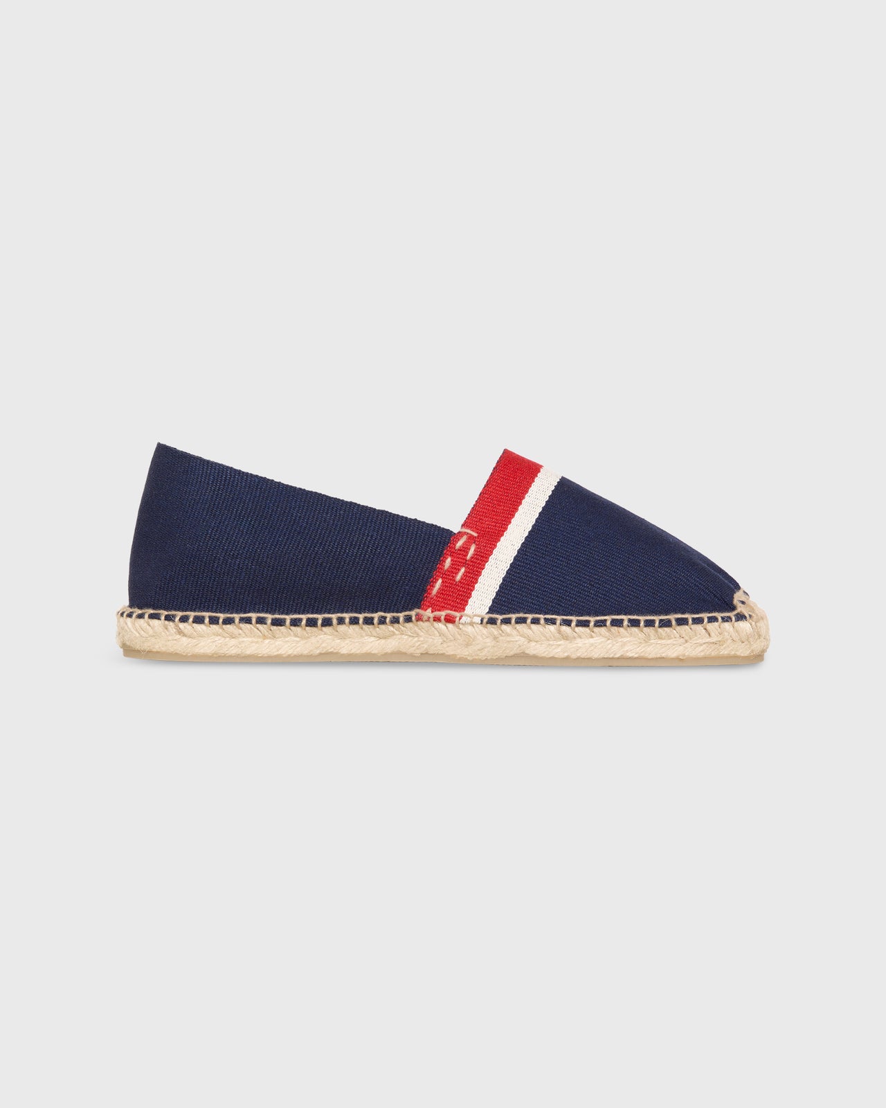 Classic Espadrille in Navy/Red/White Stripe Canvas