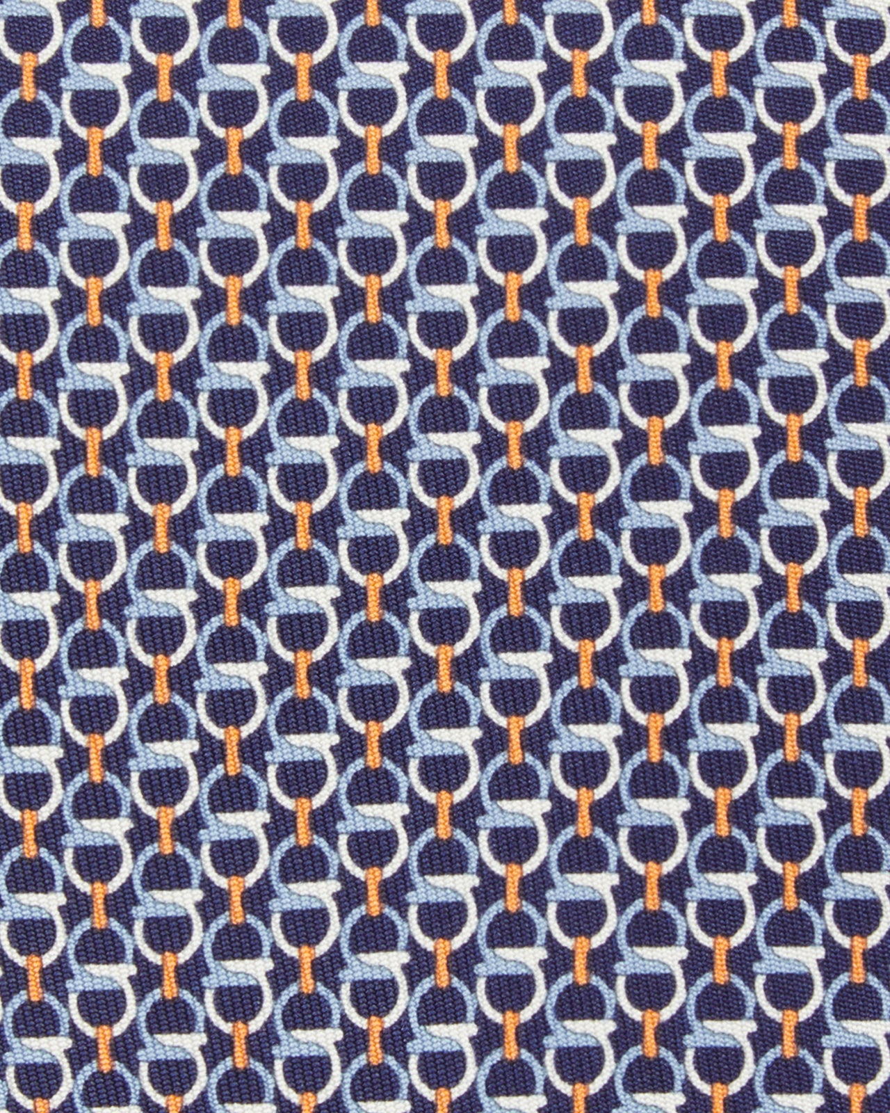 Silk Print Tie in Navy Gancini Links