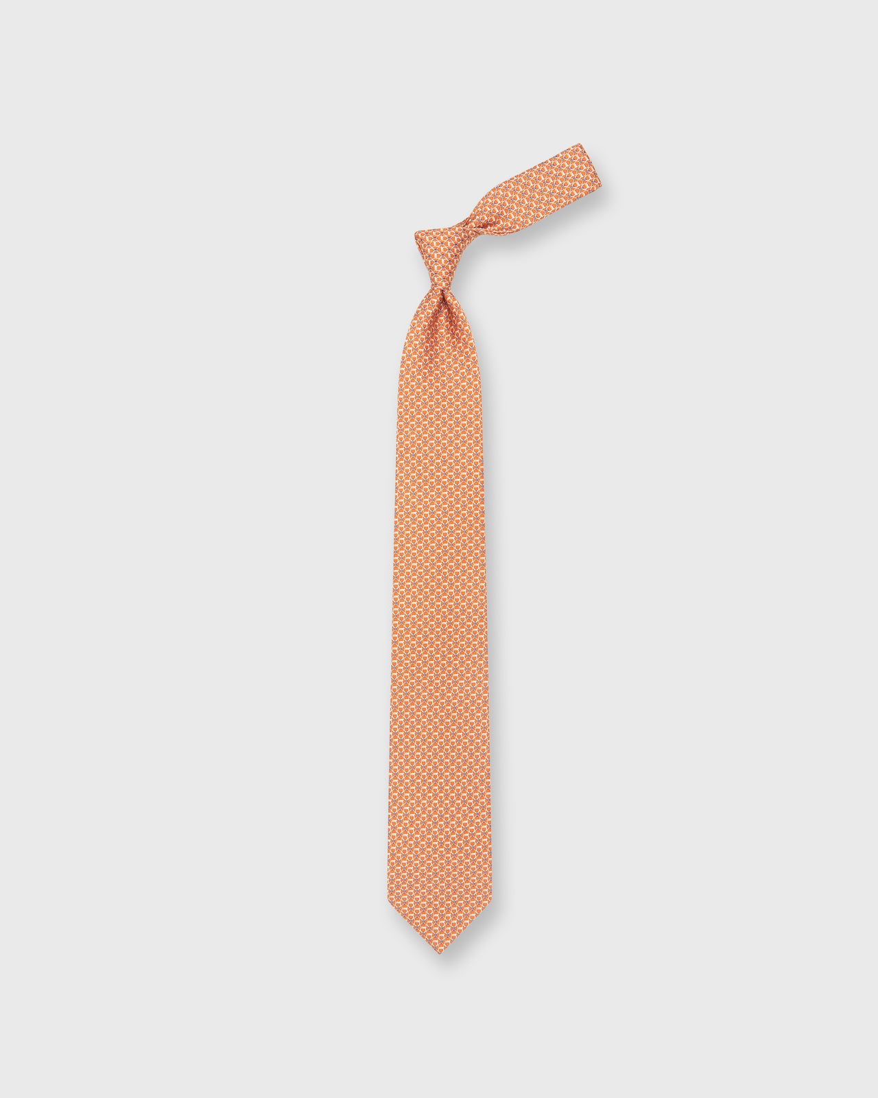 Silk Print Tie in Orange Gancini Links
