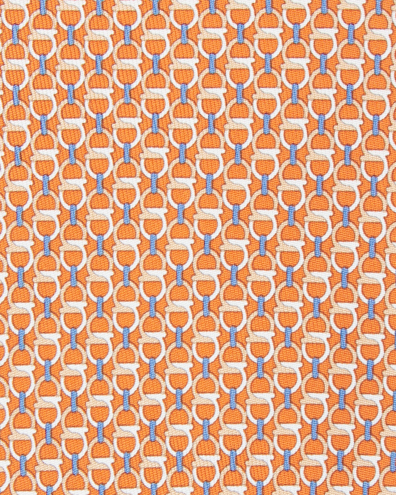 Silk Print Tie in Orange Gancini Links