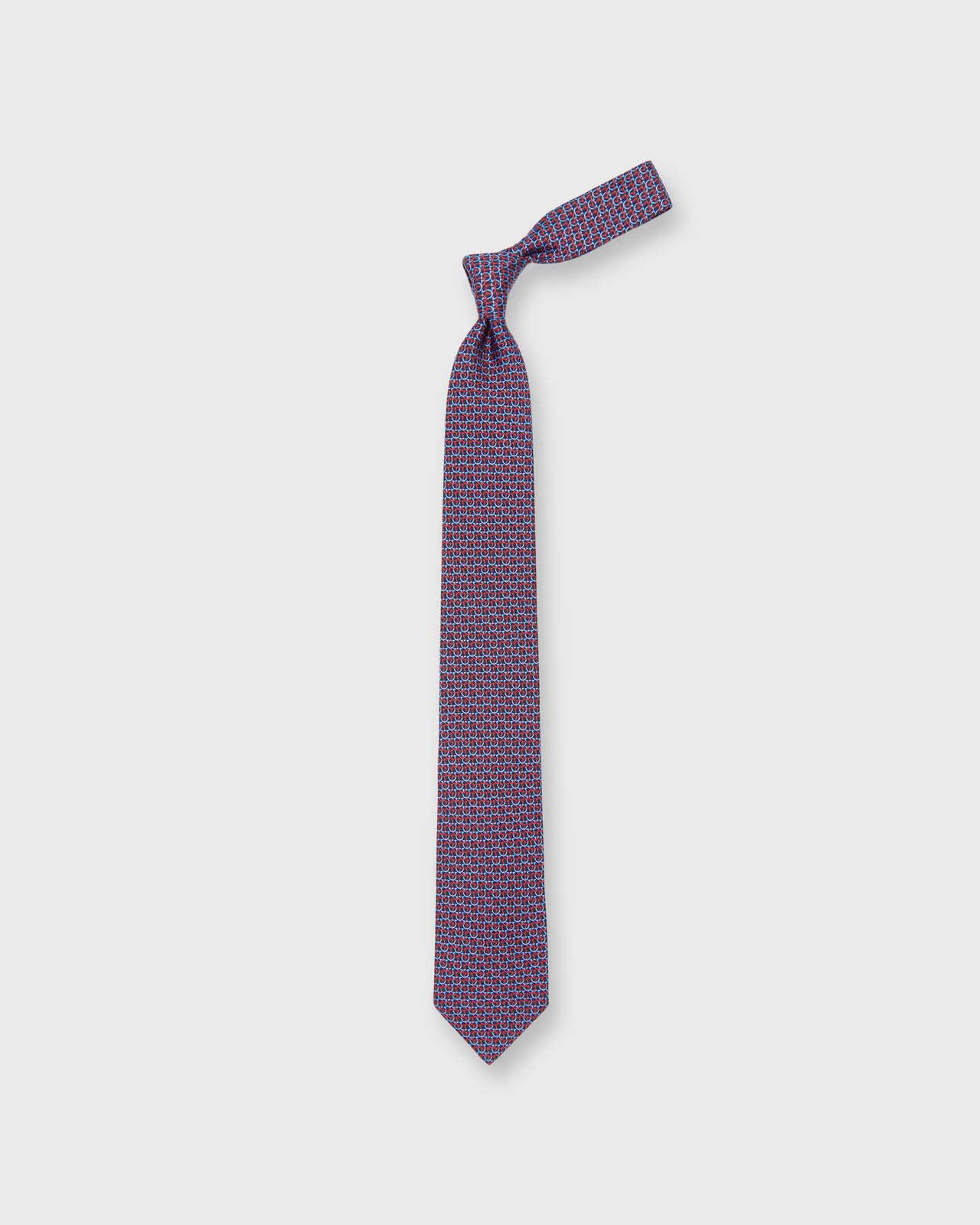 Silk Print Tie in Dark Blue Gancini Links