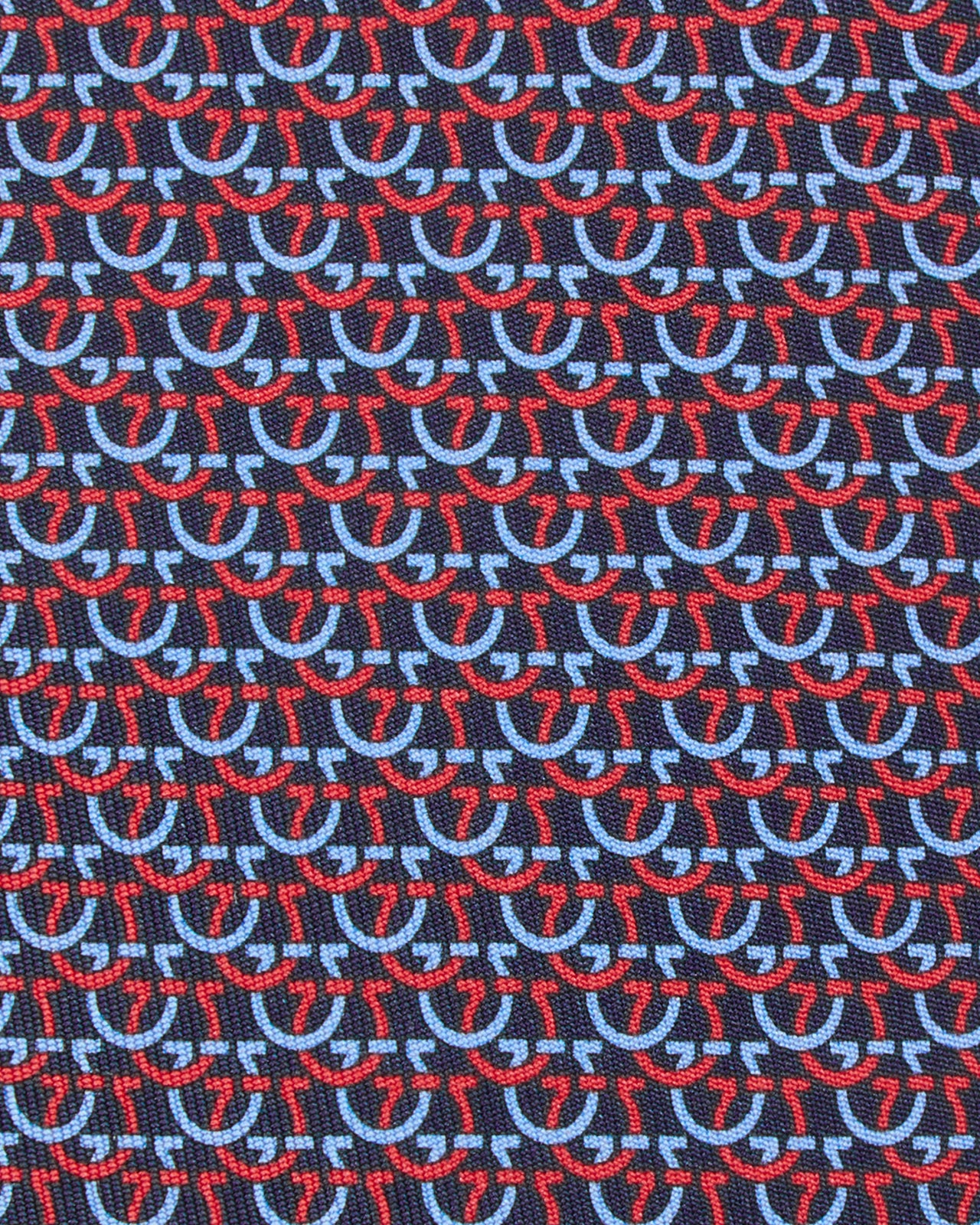 Silk Print Tie in Dark Blue Gancini Links