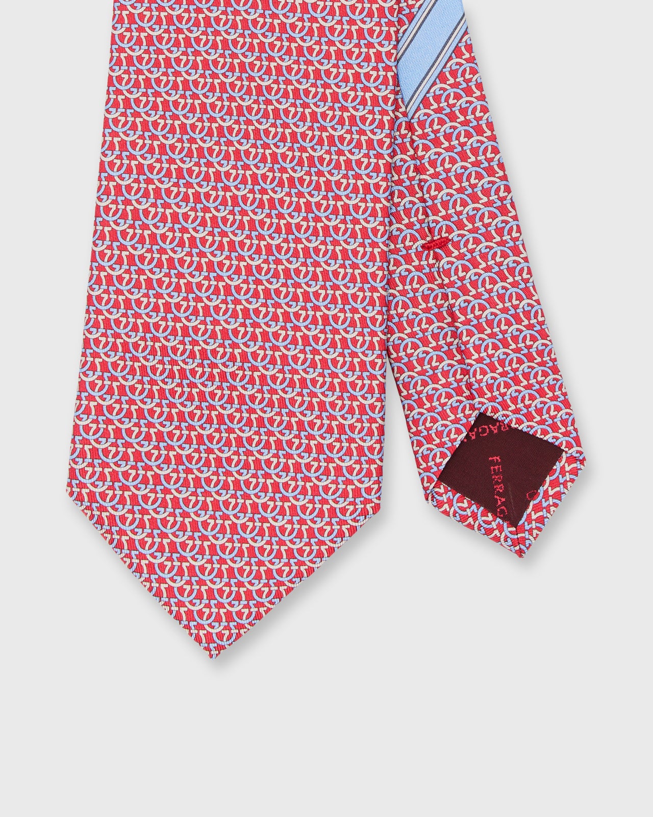 Silk Print Tie in Red Gancini Links