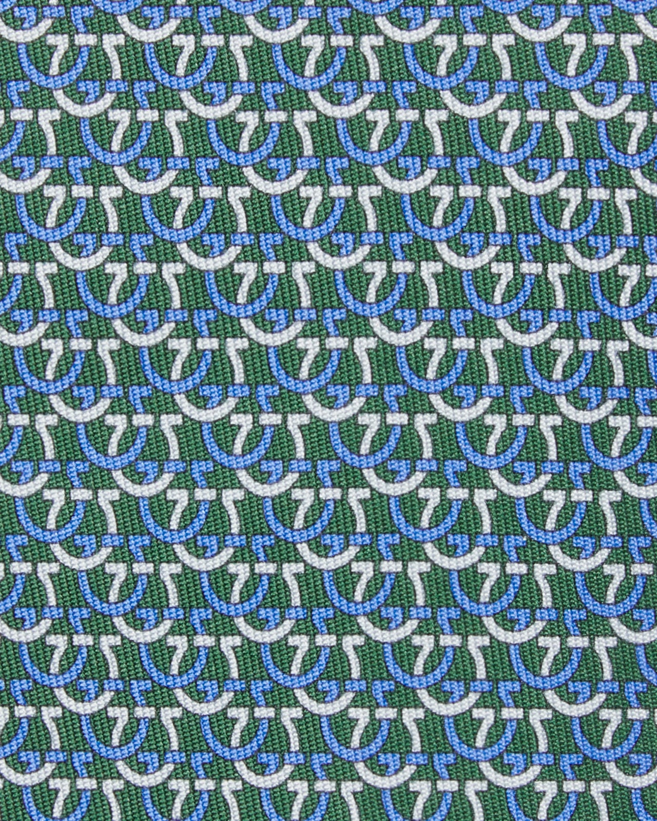 Silk Print Tie in Green Gancini Links