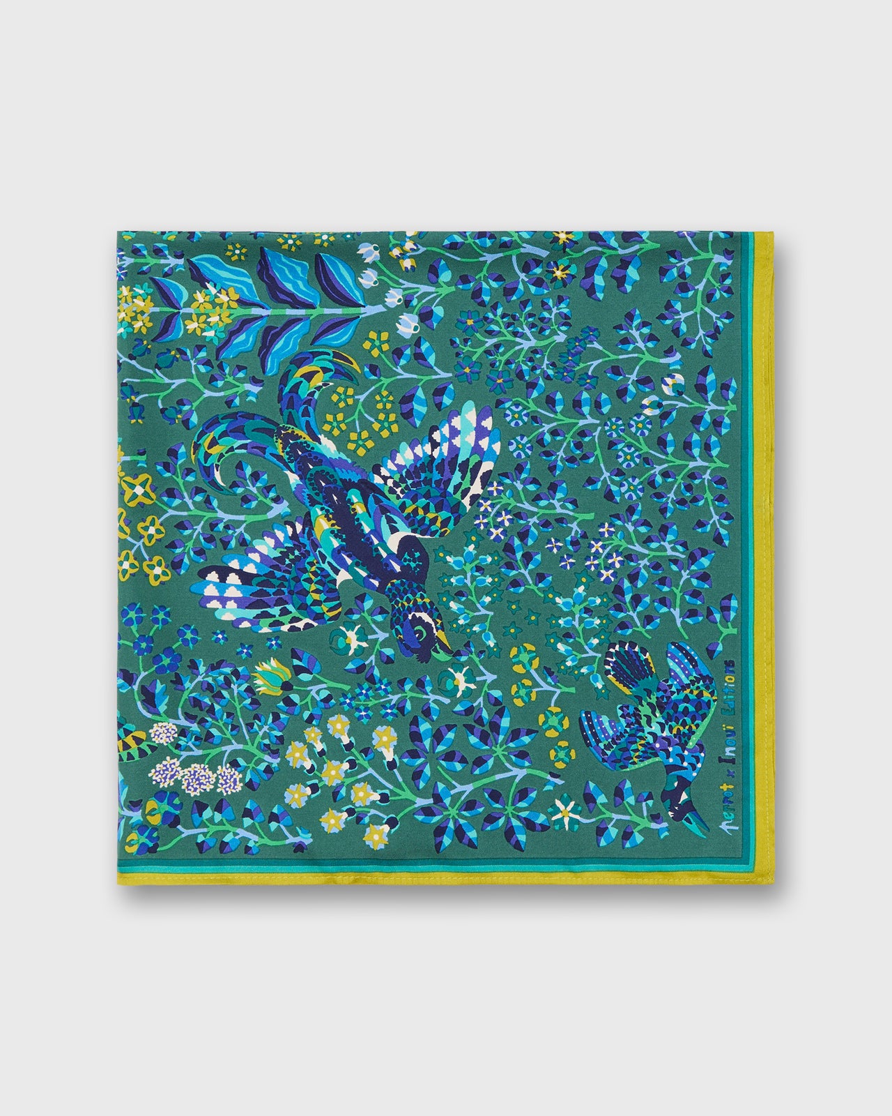 Rene Perrot Square Scarf in Emerald Silk