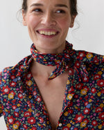 Load image into Gallery viewer, Anyway Scarf in Navy/Multi Betsy Meadow Liberty Fabric
