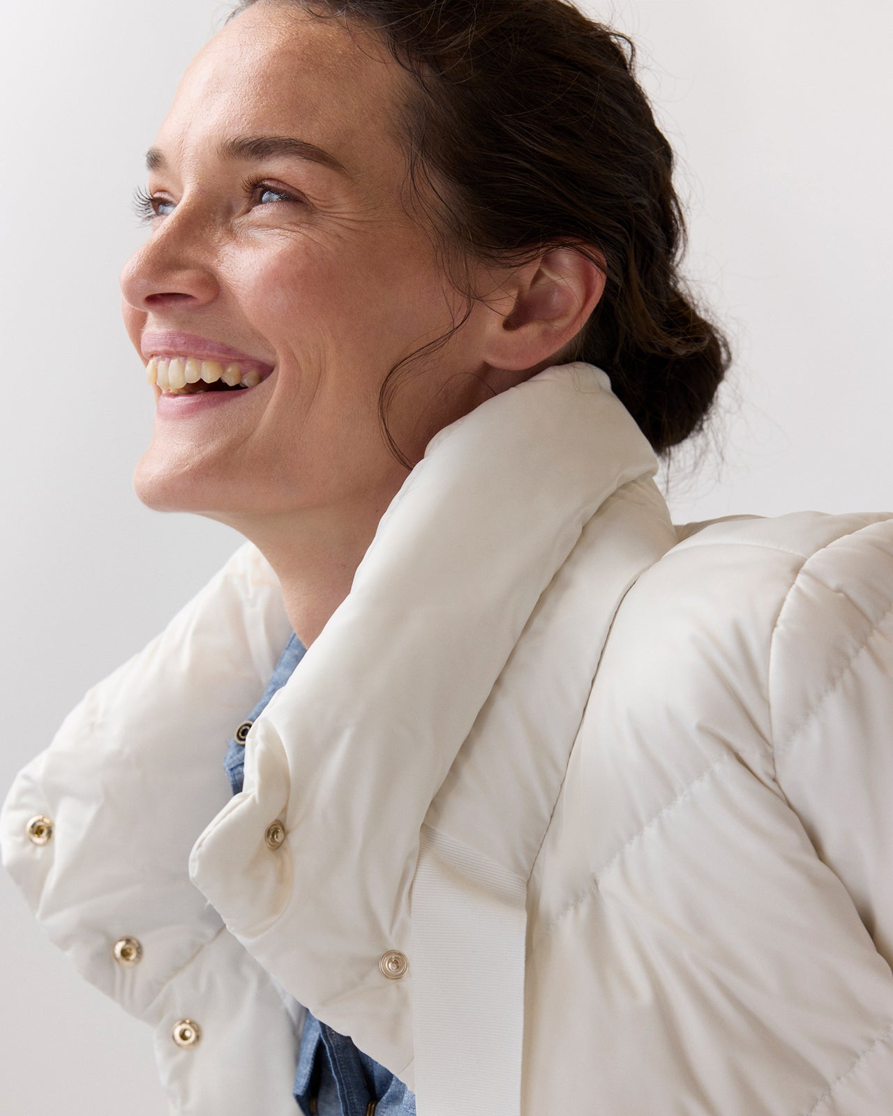 Sateen Nylon Short Jacket in White