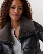 Load image into Gallery viewer, High-Low Coat With Faux-Fur Collar in Charcoal
