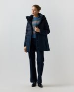 Load image into Gallery viewer, Mixed Media Long Puffer in Navy
