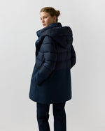 Load image into Gallery viewer, Mixed Media Long Puffer in Navy
