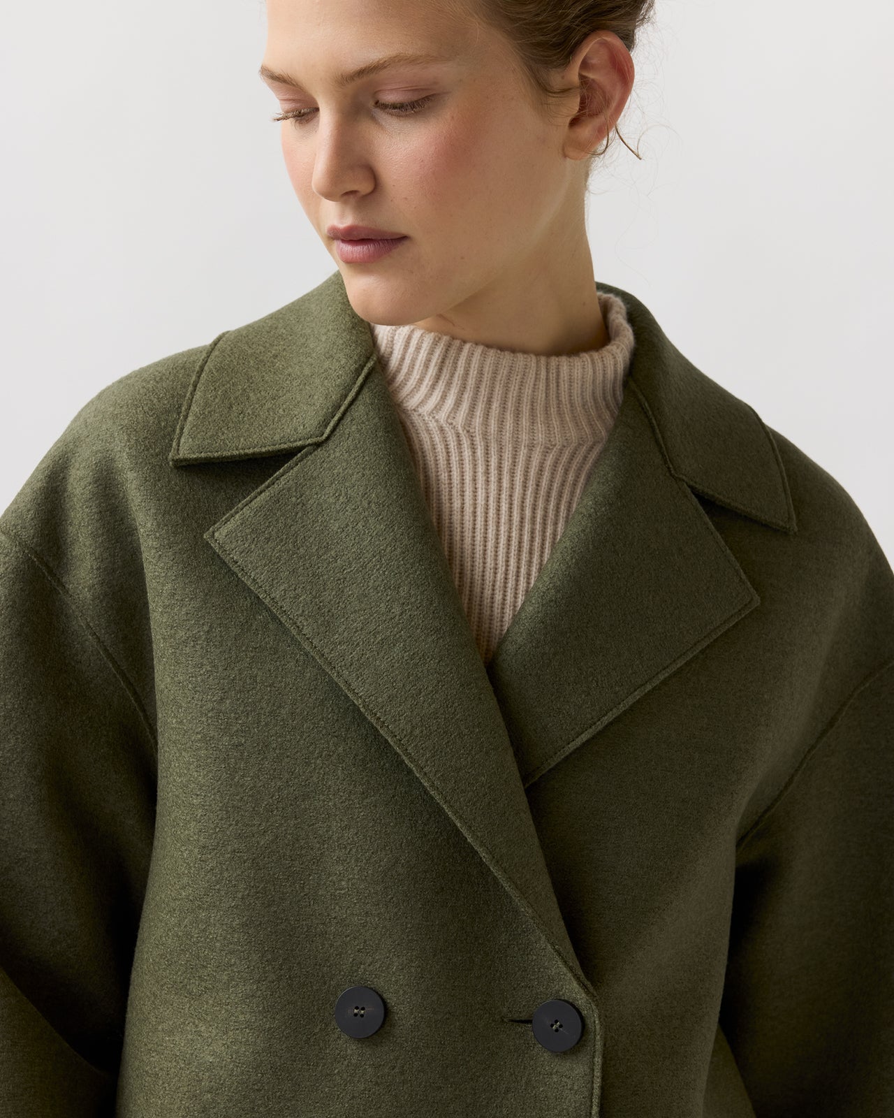 Dropped Shoulder Double Breasted Coat in Hunting Green